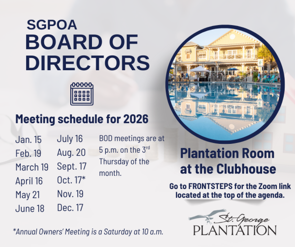 2026 Board of Directors meeting schedule