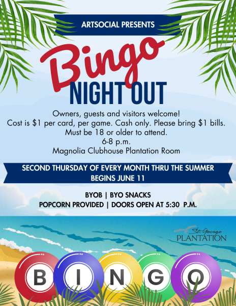 Bingo NIght Promotion with Bingo balls and blue background. Starts June 11.