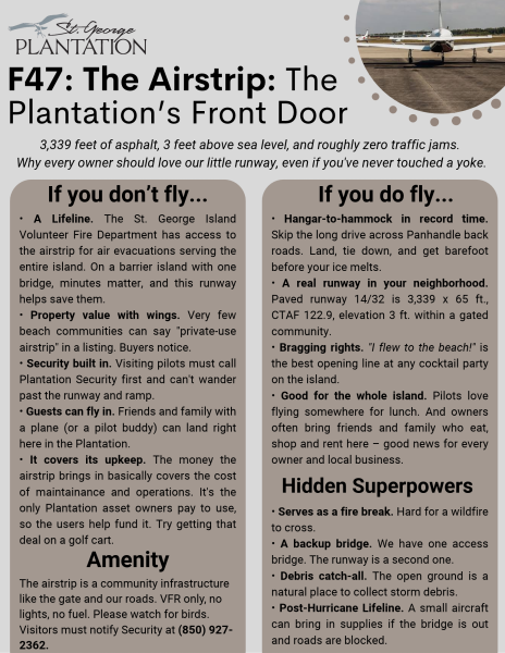 Airport fact sheet on benefits of having an airstrip
